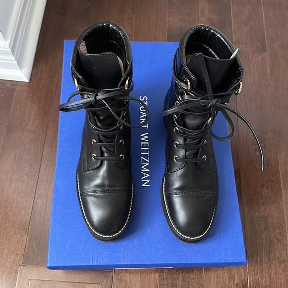 Stuart Weitzman Lexy Leather Combat Boots - Picture 3 of 16